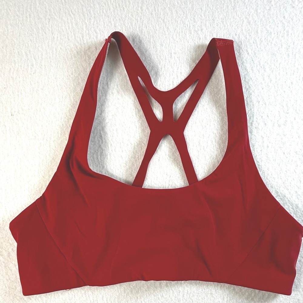 Lululemon Wild Tank Sports Bra Women Size 8 Strappy Laser Cut Red